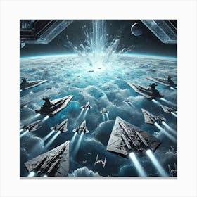 A Futuristic Sci Fi Scene Illustrating The Ambush Canvas Print