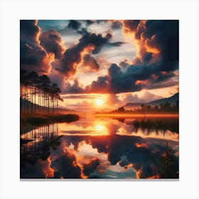 Sunset By The Lake Canvas Print