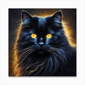 Black Cat With Yellow Eyes 1 Canvas Print