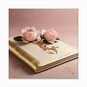 Default Minimalistic Romance Theme Pink Background Gold Engrav 0 Canvas Print