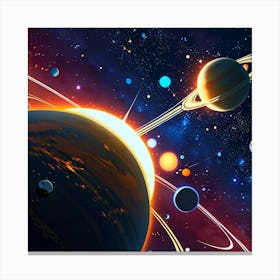 Planets In Space Canvas Print