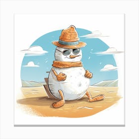 Snowman In SunglassesAbstract Christmas Canvas Print