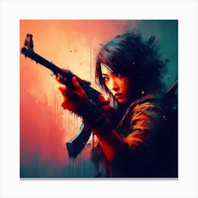 Girl With A Gun Canvas Print