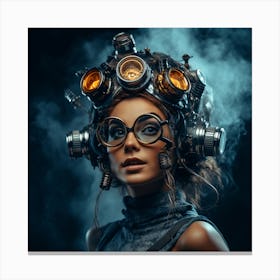 Steampunk Woman In Glasses Canvas Print