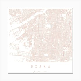 Osaka Japan Light Pink Minimal Street Map Square Canvas Print
