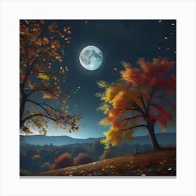 Moon And Trees Canvas Print