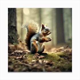 Squirrel In The Forest 180 Canvas Print