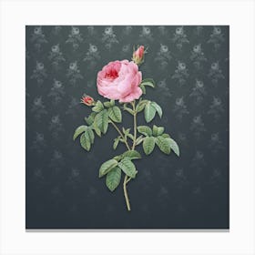 Vintage Provence Rose Bloom Botanical on Slate Gray Pattern n.0075 Canvas Print
