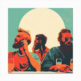 Three Men At A Table Canvas Print