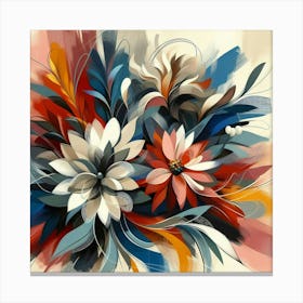 Abstract Floral Composition With Bold Brushstrokes And Vivid Colors, Style Abstract Expressionism 1 Canvas Print