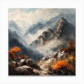 Chinese Mountains Landscape Painting (150) Canvas Print