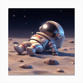 Astronaut In Space, Cute 3d render Canvas Print