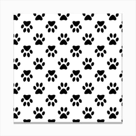 Black And White Paw Prints Canvas Print