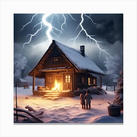 l Winter And Lightning Canvas Print