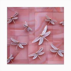 Dragonflies On Pink Canvas Print