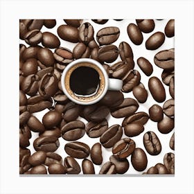 Coffee Beans On White Background Canvas Print