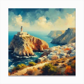 Lighthouse On The Cliff 4 Canvas Print