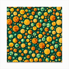 Green And Orange Diamond pattern, A Pattern Featuring Abstract Shapes And Mustard Rustic Green And Orange Colors, Flat Art, 127 Canvas Print
