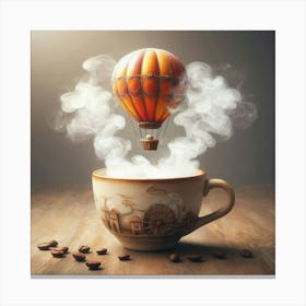 Hot Air Balloon In A Coffee Cup 1 Canvas Print