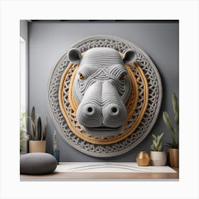 Hippo Head Bohemian Wall Art 4 Canvas Print