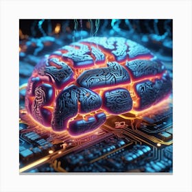 Brain On A Circuit Board 90 Canvas Print