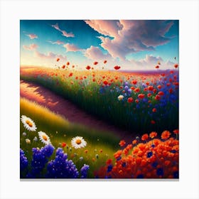 Poppies In The Field Canvas Print