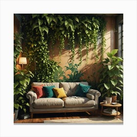 Living Room With Plants Canvas Print