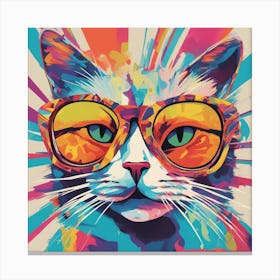 Cat, New Poster For Ray Ban Speed, In The Style Of Psychedelic Figuration, Eiko Ojala, Ian Davenport Canvas Print
