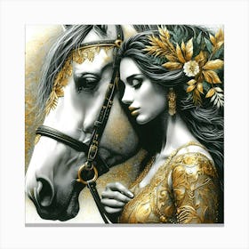 Woman And A Horse 2 Canvas Print