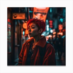 Asian Girl With Red Hair Canvas Print