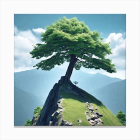Single Tree On Top Of The Mountain (66) Canvas Print