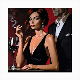 Man And Woman Smoking Canvas Print