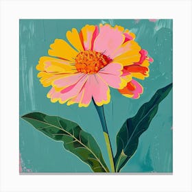 Marigold 1 Square Flower Illustration Canvas Print