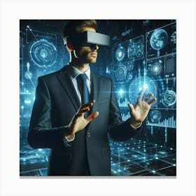 Businessman With Virtual Reality Glasses 1 Canvas Print