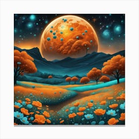 Moon And Poppies Canvas Print