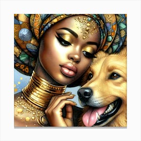 African Woman With Dog 1 Canvas Print