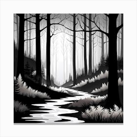 Black And White Forest, black and white monochromatic art 1 Canvas Print
