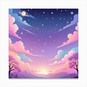 Sky With Twinkling Stars In Pastel Colors Square Composition 307 Canvas Print