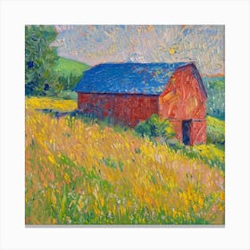 Red Barn In The Field 1 Canvas Print