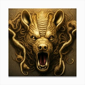 Golden Lion Head Canvas Print