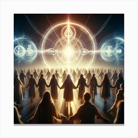 Group Of People In A Circle Canvas Print