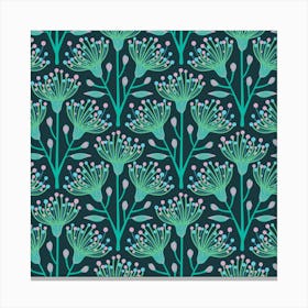 AUSTRALIAN EUCALYPTUS Floral Botanical in Aqua Blue Turquoise Green Pink Canvas Print