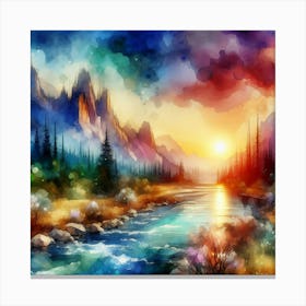 Watercolor Landscape Painting 2 Canvas Print