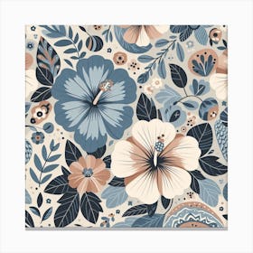 Scandinavian style, Pattern with Hibiscus flowers 1 Canvas Print