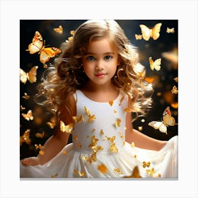Little Girl With Butterflies 1 Canvas Print