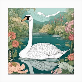 Swan In The Garden Canvas Print