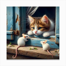 Kittens In The Window Canvas Print