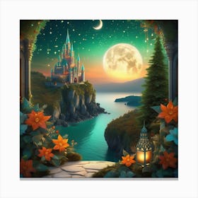 Fairytale Castle At Night 1 Canvas Print