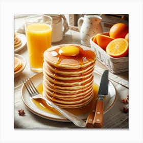 Pancakes With Orange Juice Canvas Print