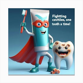 Superhero Fighting Cavities One Tooth At A Time Canvas Print